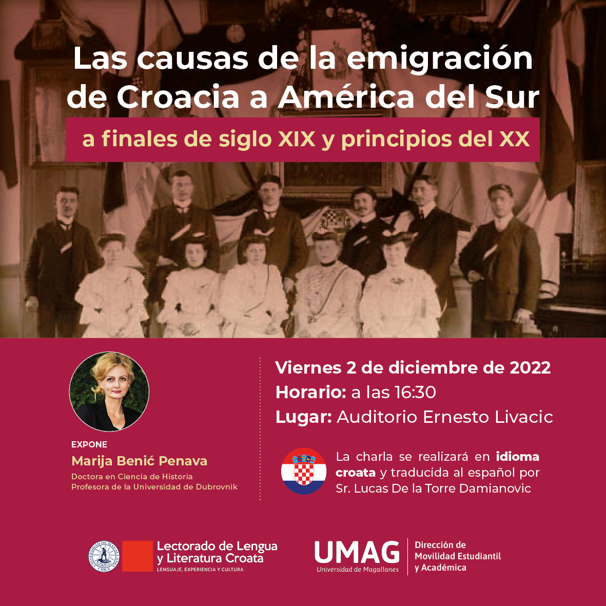La charla 'Las causas de la emigraciÃ³n de Croacia a AmÃ©rica del Sur a finales del siglo XIX y principios del siglo XX'