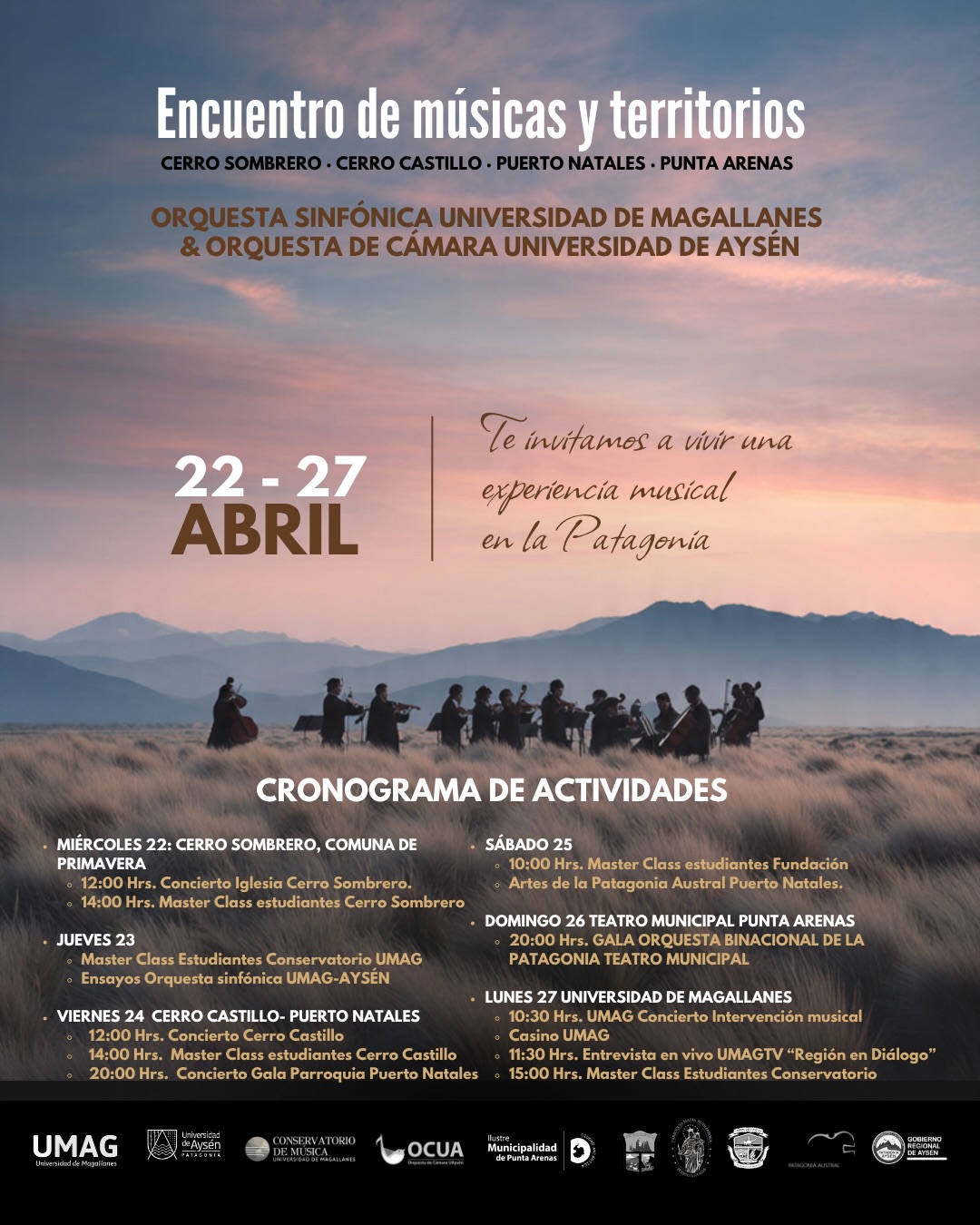Universidades de la Patagonia impulsan encuentro musical que recorrerá Aysén y Magallanes